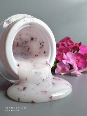 Гель молочный с сухоцветами Pink House Milk & Flowers 02 violet, 15 гр - вид 1 миниатюра