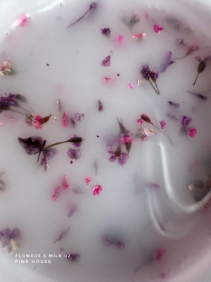 Гель молочный с сухоцветами Pink House Milk & Flowers 02 violet, 15 гр - вид 1 миниатюра