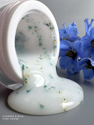 Гель молочный с сухоцветами Pink House Milk & Flowers 01 blue, 15 гр - вид 1 миниатюра