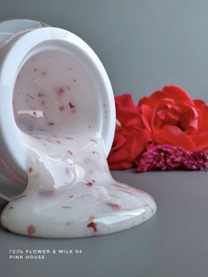 Гель молочный с сухоцветами Pink House Milk & Flowers 04 pink, 15 гр - вид 1 миниатюра